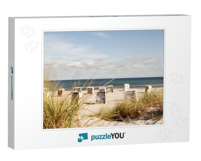 Hooded Beach Chairs At the Baltic Sea, Focus on the Dune... Jigsaw Puzzle