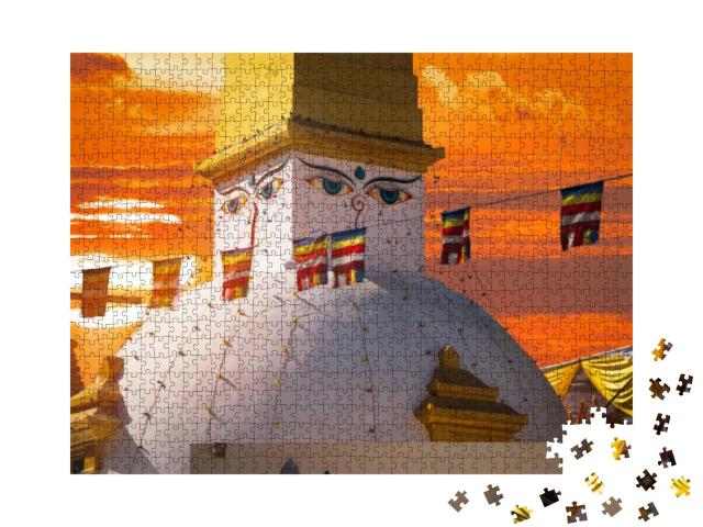 Evening View of Bodhnath Stupa. Kathmandu. Nepal... Jigsaw Puzzle with 1000 pieces