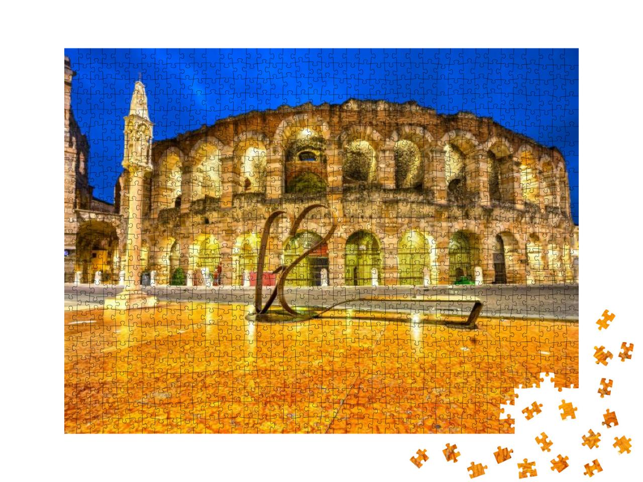 Verona, Italy. Night Picture of the Famous Arena... Jigsaw Puzzle with 1000 pieces