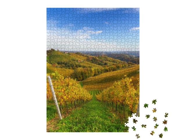 Beautiful Vineyard Under Deep Blue Sky... Jigsaw Puzzle with 1000 pieces