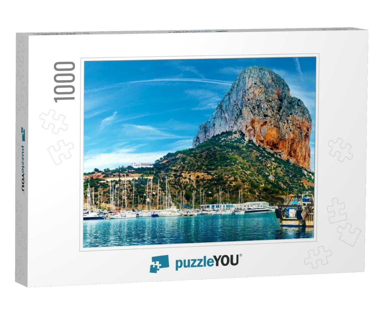 Scenic Spain Beach Sunset. Rock of Penon by Ifach. Medite... Jigsaw Puzzle with 1000 pieces