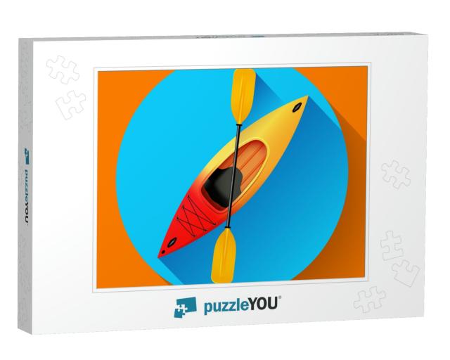 Kayak & Paddle Icon Vector. Outdoor Activities. Yellow Re... Jigsaw Puzzle