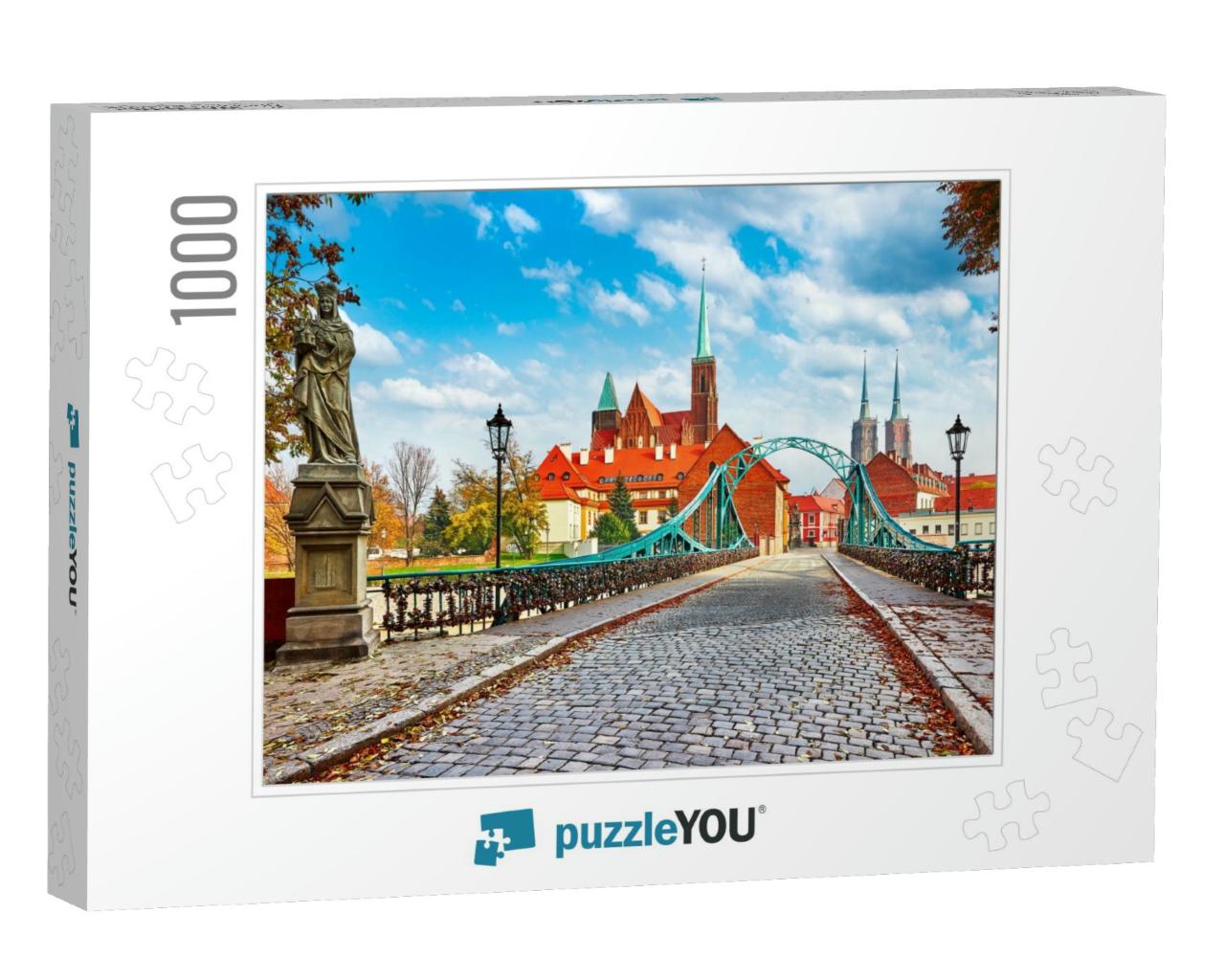 Cathedral Island in Wroclaw Poland Green Bridge with View... Jigsaw Puzzle with 1000 pieces