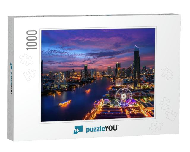 Bangkok Cityscape. Bangkok Night View in the Business Dis... Jigsaw Puzzle with 1000 pieces