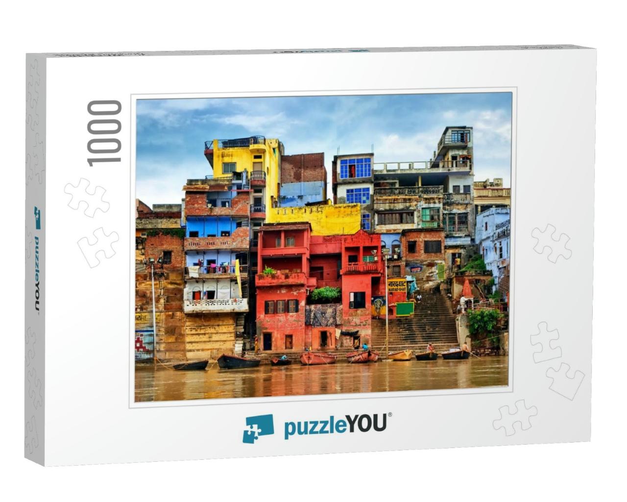 Chaotic Colorful Houses on the Banks of River Ganges, Var... Jigsaw Puzzle with 1000 pieces