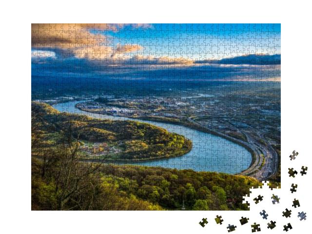 Drone Aerial View of Downtown Chattanooga Tennessee Tn &... Jigsaw Puzzle with 1000 pieces