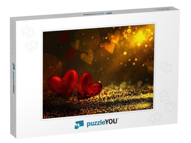 Valentines Day. Valentines Background with Table & Bokeh... Jigsaw Puzzle