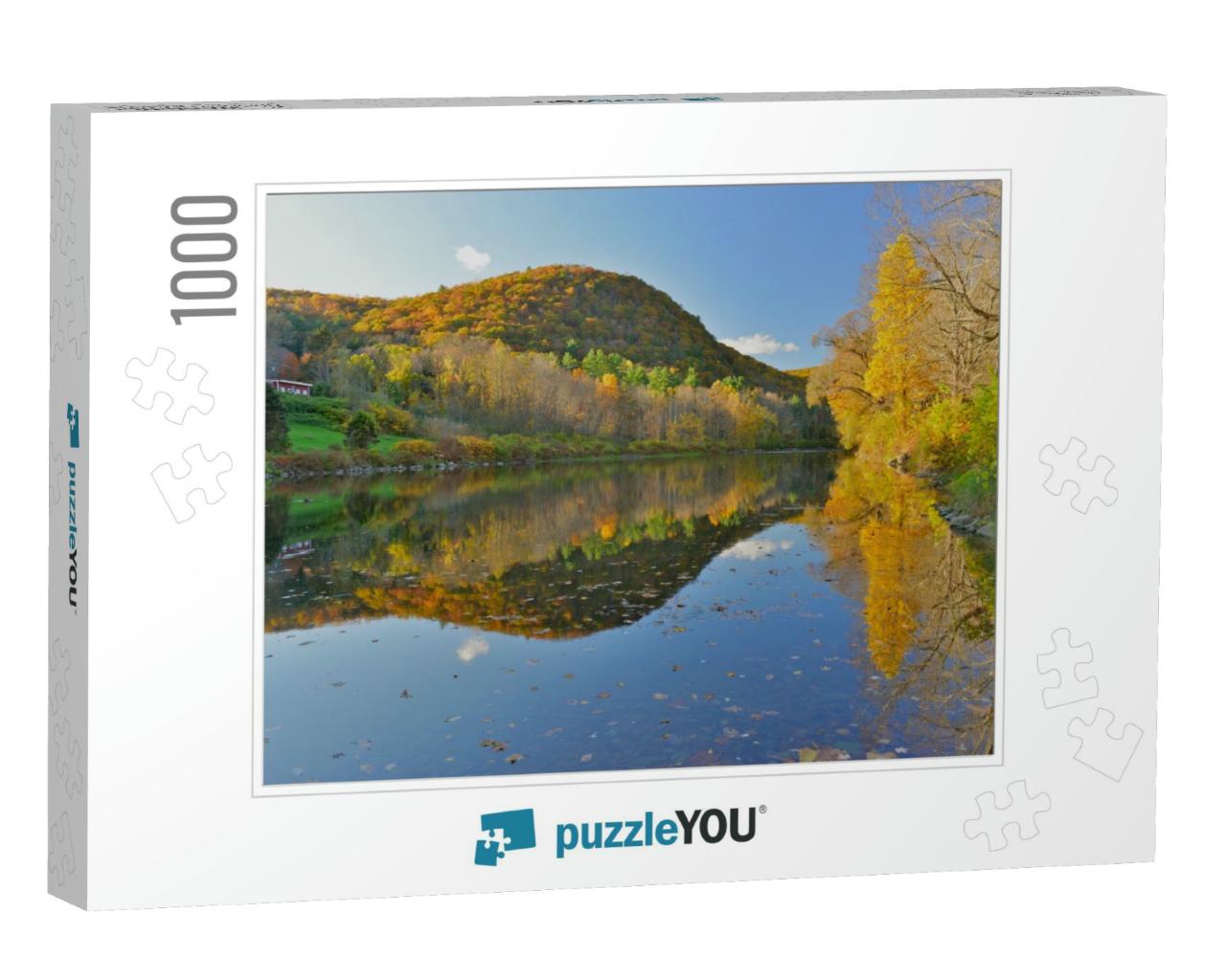 Beautiful Autumn Reflections in Housatonic River, Cornwal... Jigsaw Puzzle with 1000 pieces