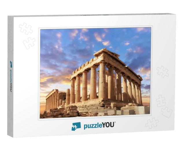 Parthenon Temple on a Sunset. Acropolis in Athens, Greece... Jigsaw Puzzle