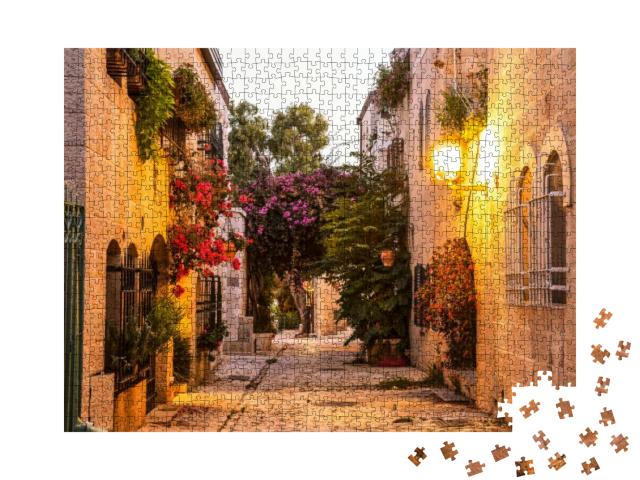 Mishkenot Shaananim - Old Area of Jerusalem in the Evenin... Jigsaw Puzzle with 1000 pieces