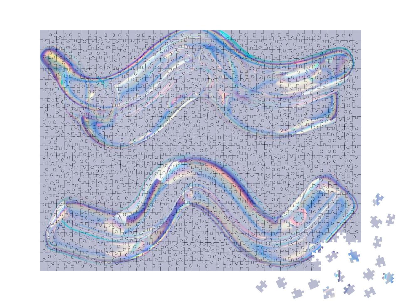 Colorful 3D Fluid Shape Holographic Gradient, Geometric A... Jigsaw Puzzle with 1000 pieces