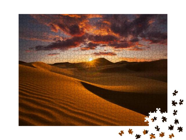 Beautiful Sand Dunes in the Sahara Desert... Jigsaw Puzzle with 1000 pieces