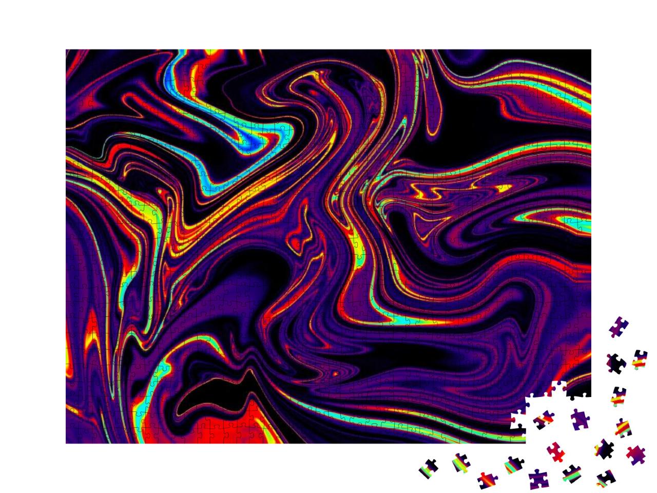 Iridescent Psychedelic Swirl Trippy Artwork Abstract Acry... Jigsaw Puzzle with 1000 pieces