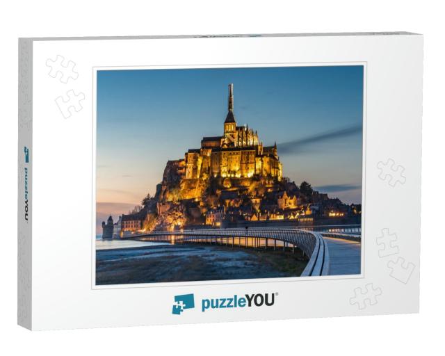 Mont Saint Michel Illuminated Architecture Panoramic Beau... Jigsaw Puzzle