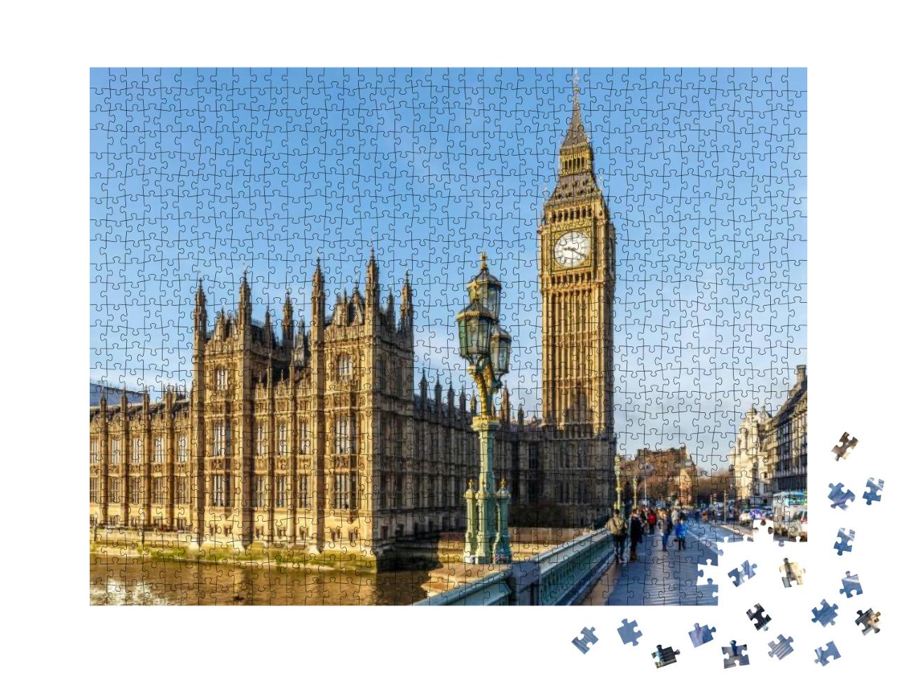 Big Ben Clock Tower in Winter Sunny Morning, London... Jigsaw Puzzle with 1000 pieces