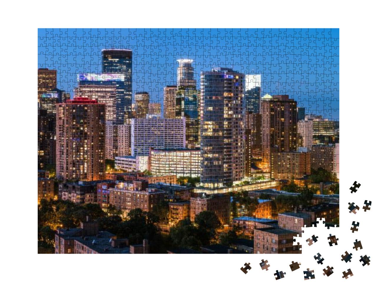 Close Up Shot of the Minneapolis Skyline Just After Sunse... Jigsaw Puzzle with 1000 pieces