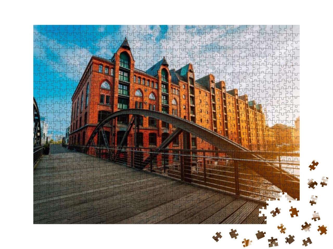 Pedestrian Arch Bridge Over Canals in the Speicherstadt o... Jigsaw Puzzle with 1000 pieces