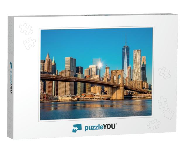 Famous Skyline of Downtown New York, Brooklyn Bridge & Ma... Jigsaw Puzzle