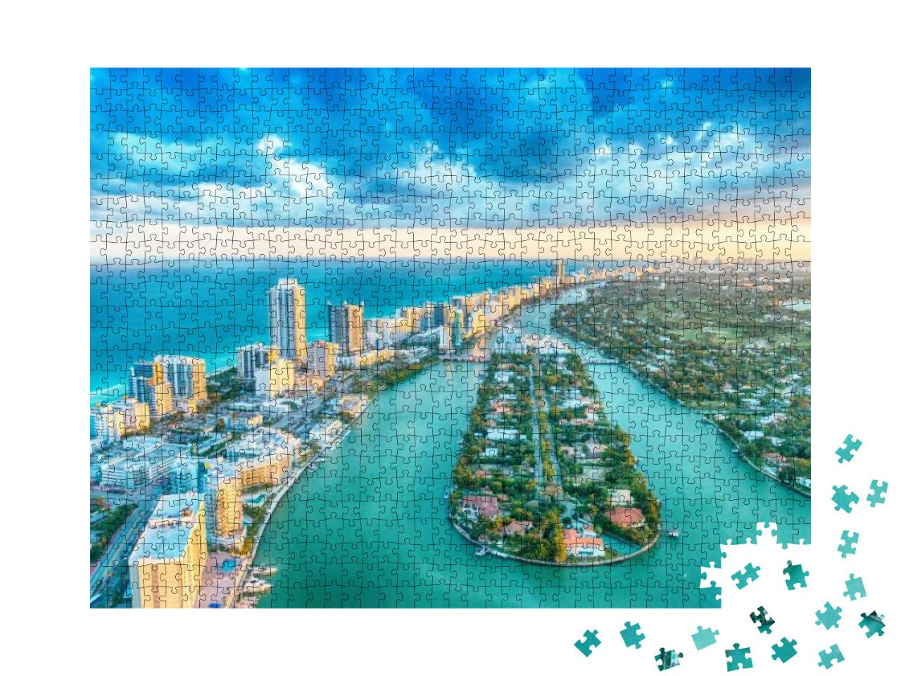 Miami Beach, Wonderful Aerial View of Buildings, River &... Jigsaw Puzzle with 1000 pieces
