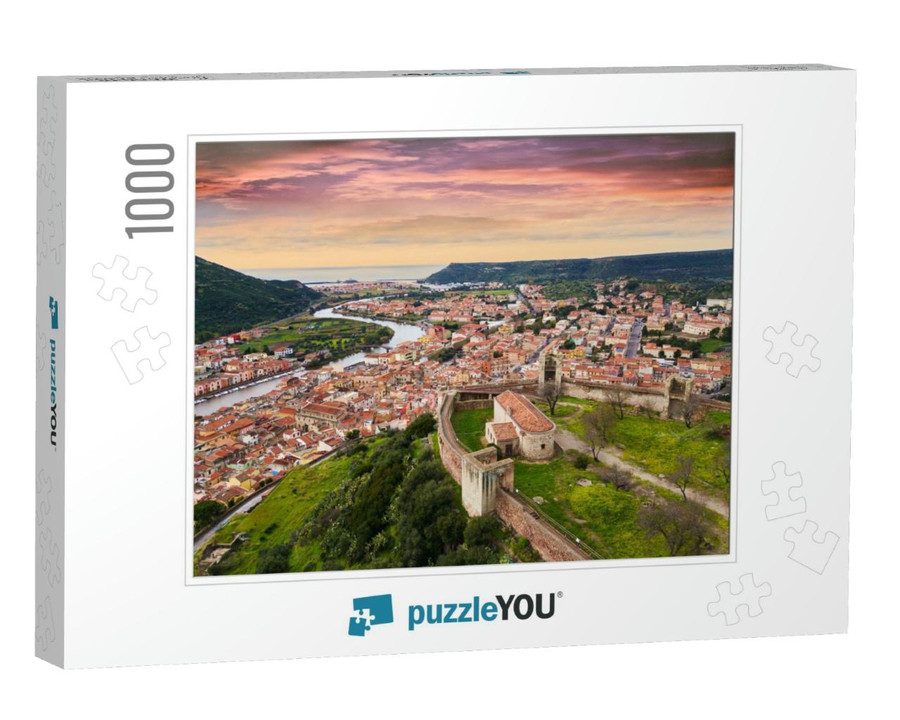 Landscape View from Castle to the Center of Bosa, Little... Jigsaw Puzzle with 1000 pieces