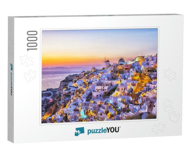 Beautiful View of Fabulous Picturesque Village of Oia wit... Jigsaw Puzzle with 1000 pieces