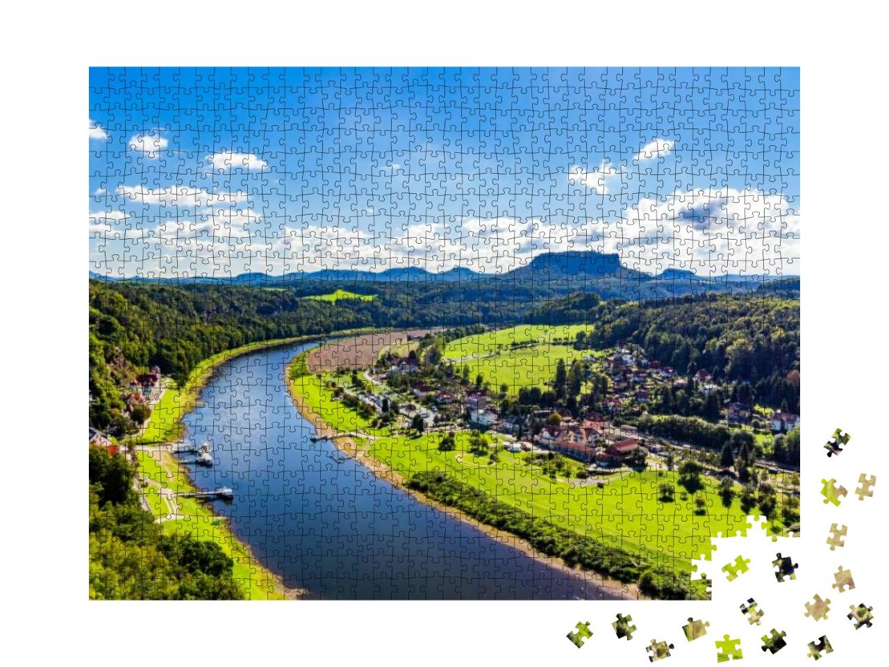 View from Viewpoint of Bastei in Saxon Switzerland German... Jigsaw Puzzle with 1000 pieces