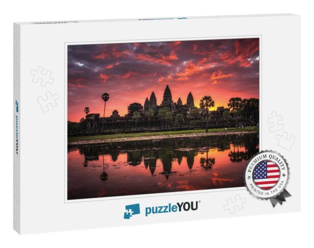 Beautiful Sunrise with Colorful Sky At Angkor Wat Means T... Jigsaw Puzzle
