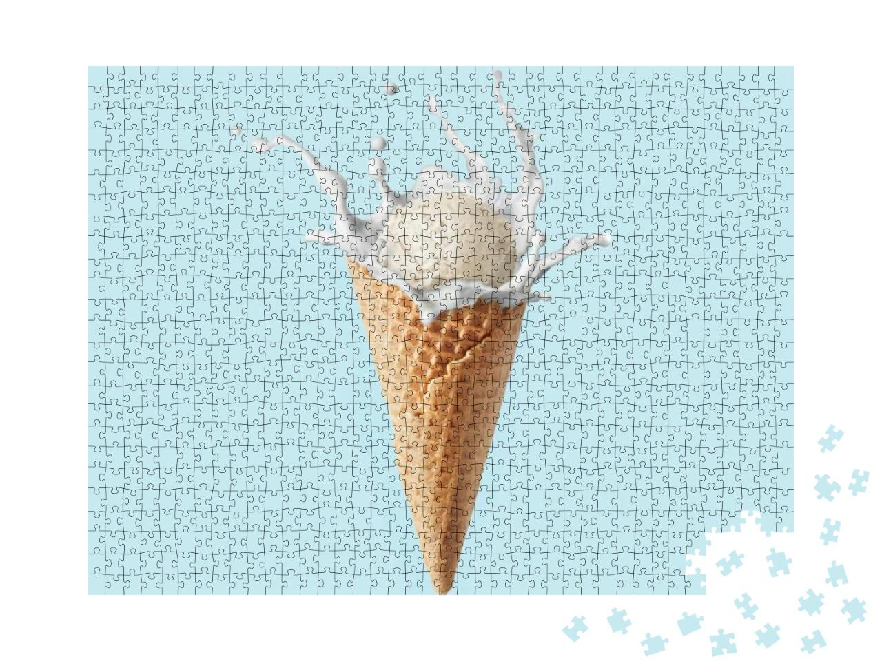 Waffle Corn of Fresh Natural Homemade Sweet Ice-Cream wit... Jigsaw Puzzle with 1000 pieces