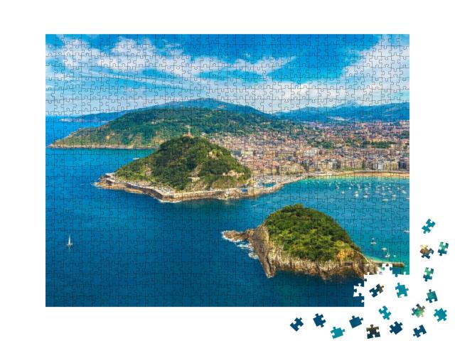 Panoramic Aerial View of San Sebastian Donostia in a Beau... Jigsaw Puzzle with 1000 pieces