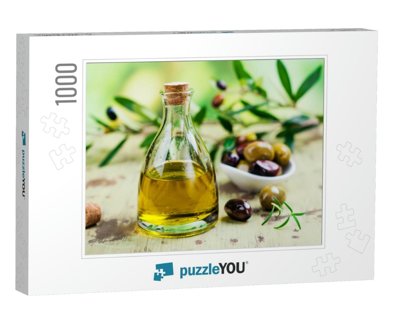 Olive Oil in a Glass Bottle... Jigsaw Puzzle with 1000 pieces
