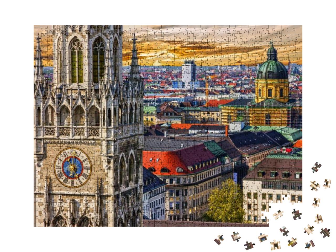 Munich Architectural Sunset View, Germany, Bavaria. Marie... Jigsaw Puzzle with 1000 pieces