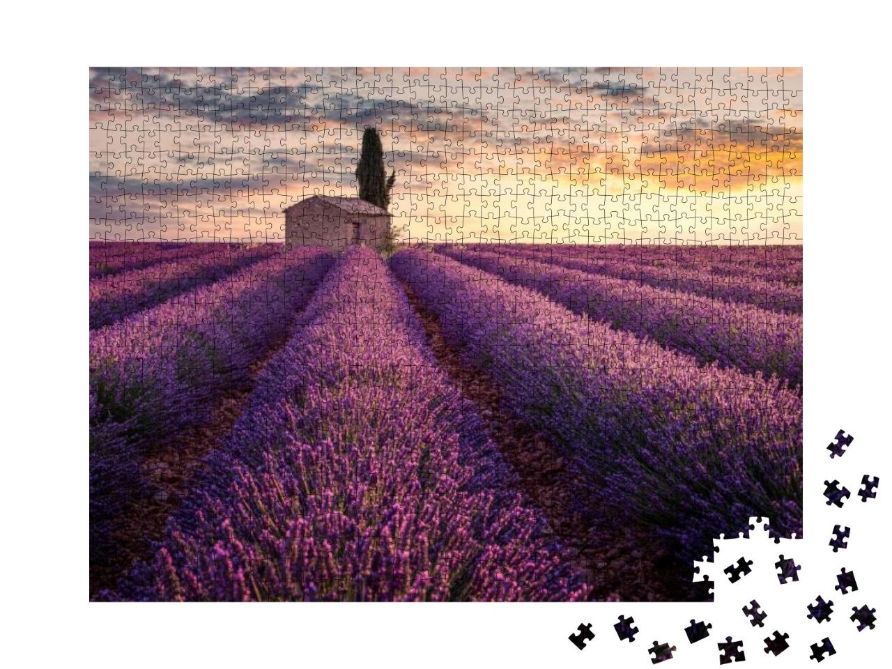 France, Provence, Valensole. a Little House Into Lavender... Jigsaw Puzzle with 1000 pieces