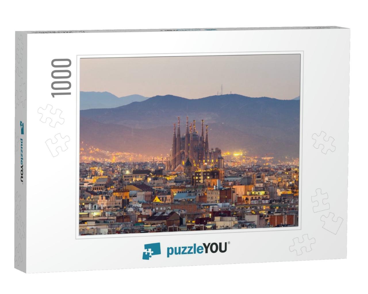 Aerial Panorama View of Barcelona City Skyline & Sagrada... Jigsaw Puzzle with 1000 pieces