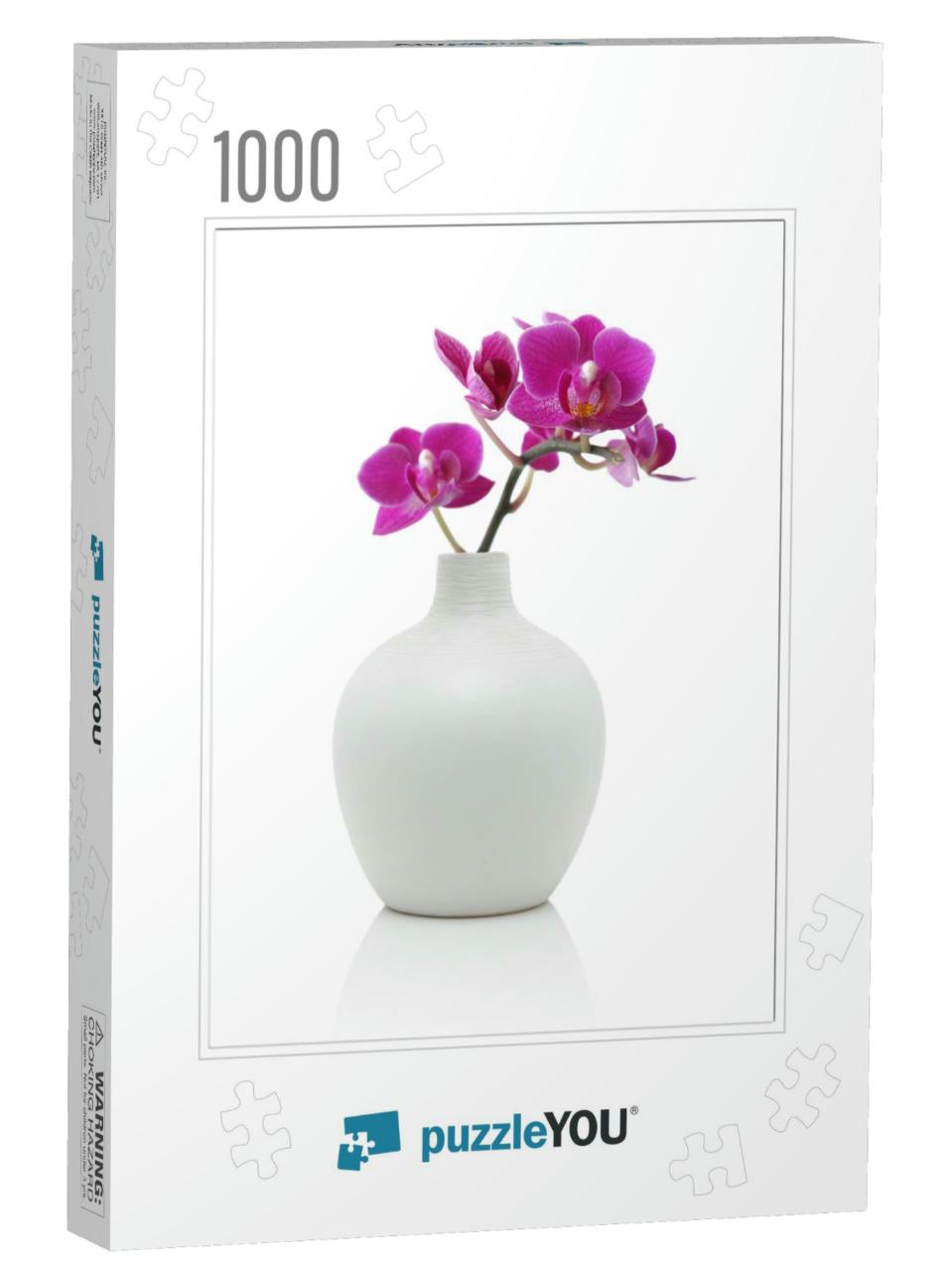 Orchid in White Vase, Isolated on White... Jigsaw Puzzle with 1000 pieces
