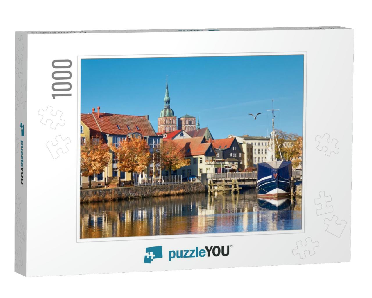 Docked Sail Boats & Houses Reflecting in Channel with Bri... Jigsaw Puzzle with 1000 pieces