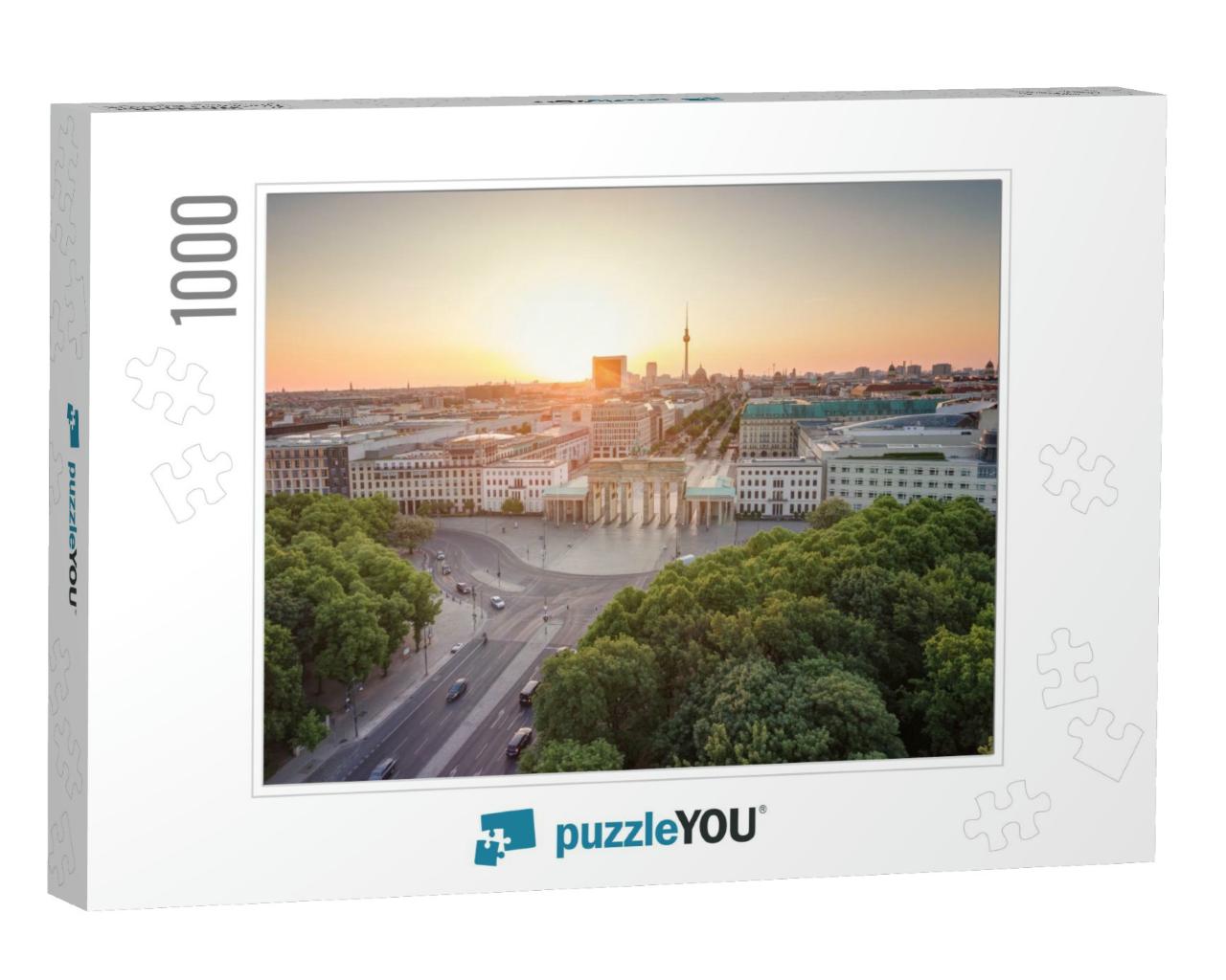 The Brandenburg Gate in Berlin At Sunrise, Germany... Jigsaw Puzzle with 1000 pieces