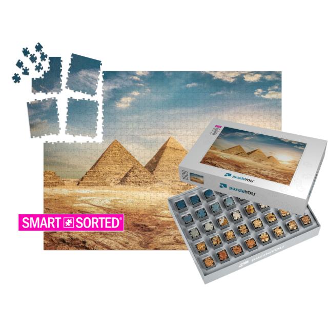Egyptian Pyramids in Sand Desert & Sky... | SMART SORTED® | Jigsaw Puzzle with 1000 pieces