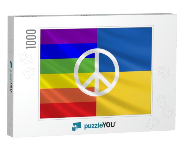 Ukraine & Peace Flag Color Pattern. Colorful Stripe Patte... Jigsaw Puzzle with 1000 pieces