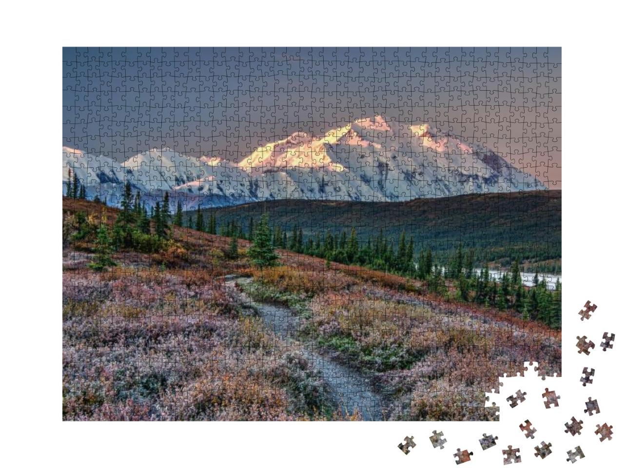 Alaska's Mount Denali Looms Over Wonder Lake, with Clear... Jigsaw Puzzle with 1000 pieces