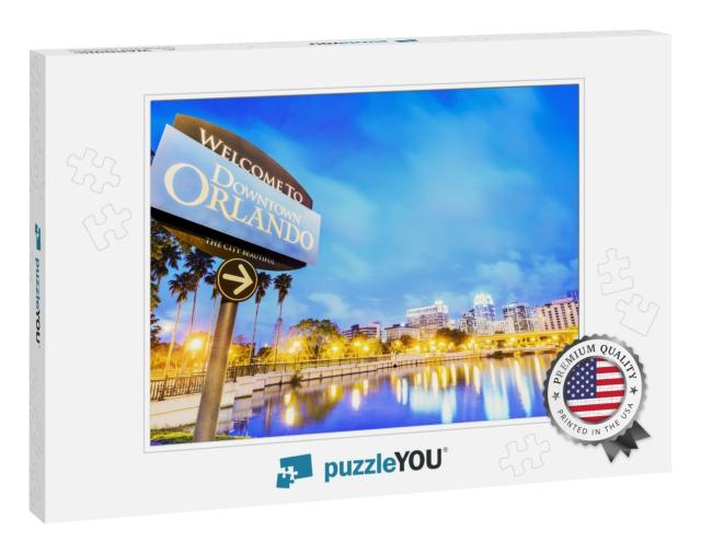 Downtown Orlando. City Skyline. Located in Lake Eola Park... Jigsaw Puzzle
