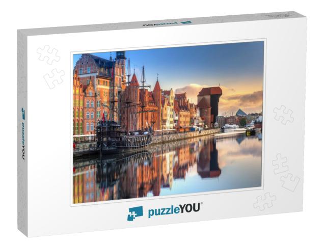 Gdansk with Beautiful Old Town Over Motlawa River At Sunr... Jigsaw Puzzle