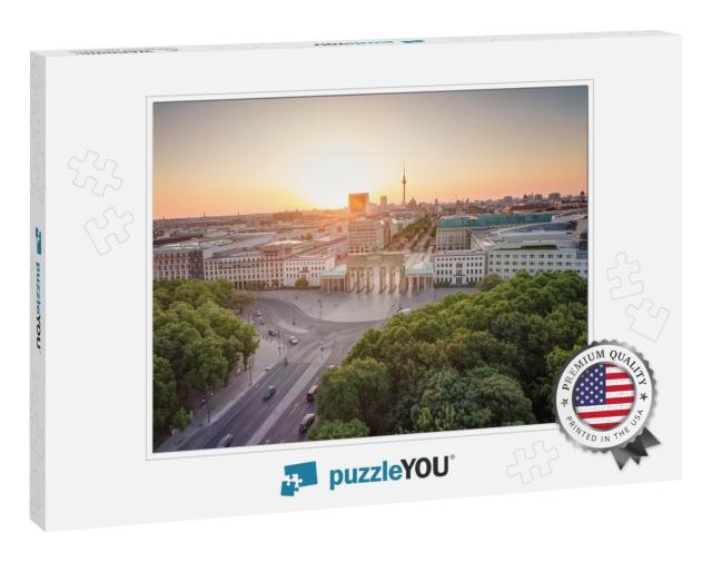 The Brandenburg Gate in Berlin At Sunrise, Germany... Jigsaw Puzzle