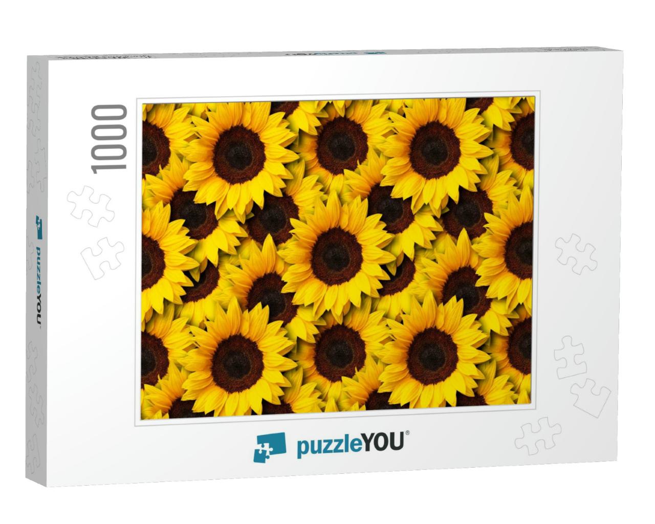 Sunflowers Flowers Seamless Pattern Design Background. Ca... Jigsaw Puzzle with 1000 pieces