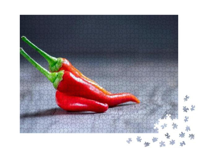 Variety of Chili Peppers. Red, Green & Yellow Chili Peppe... Jigsaw Puzzle with 1000 pieces