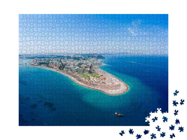 Aerial Birds Eye View Drone Photo of Elli Beach on Rhodes... Jigsaw Puzzle with 1000 pieces