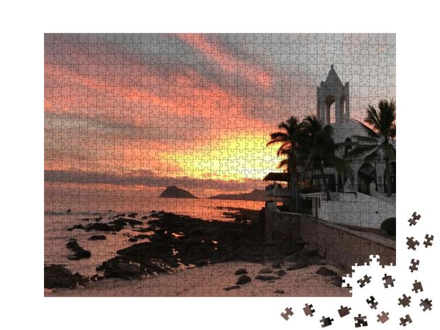 White Construction. Sunset in Front of the Beach of Mazat... Jigsaw Puzzle with 1000 pieces