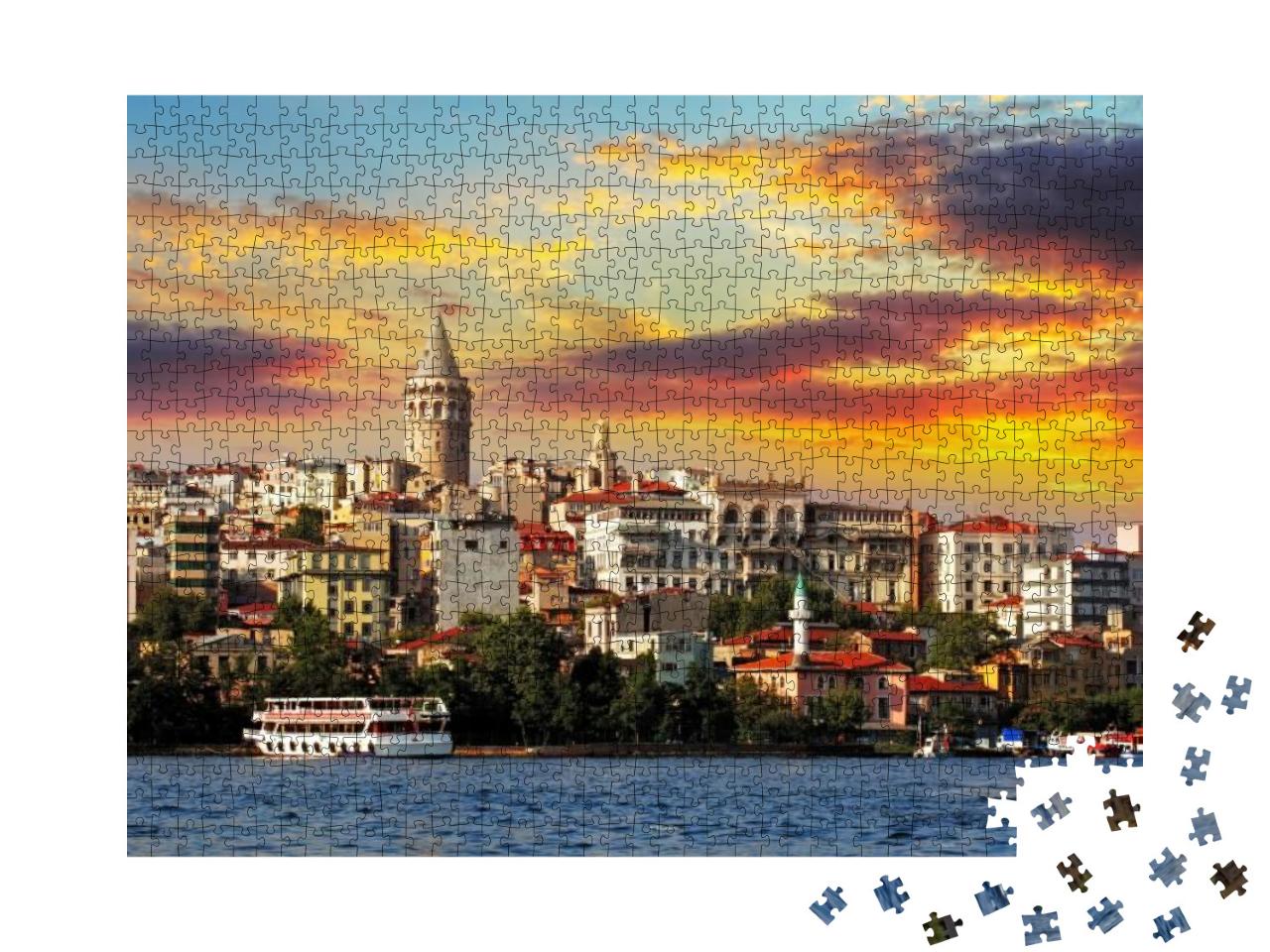 Istanbul At Sunset - Galata District, Turkey... Jigsaw Puzzle with 1000 pieces