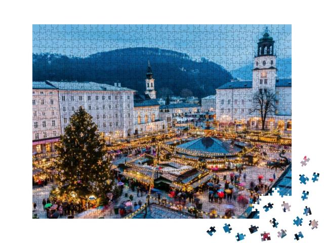 Salzburg, Austria. Christmas Market in the Old Town of Sa... Jigsaw Puzzle with 1000 pieces