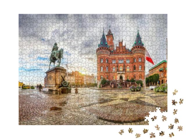 View on Helsingborg Town Hall from Stortorget Square in R... Jigsaw Puzzle with 1000 pieces