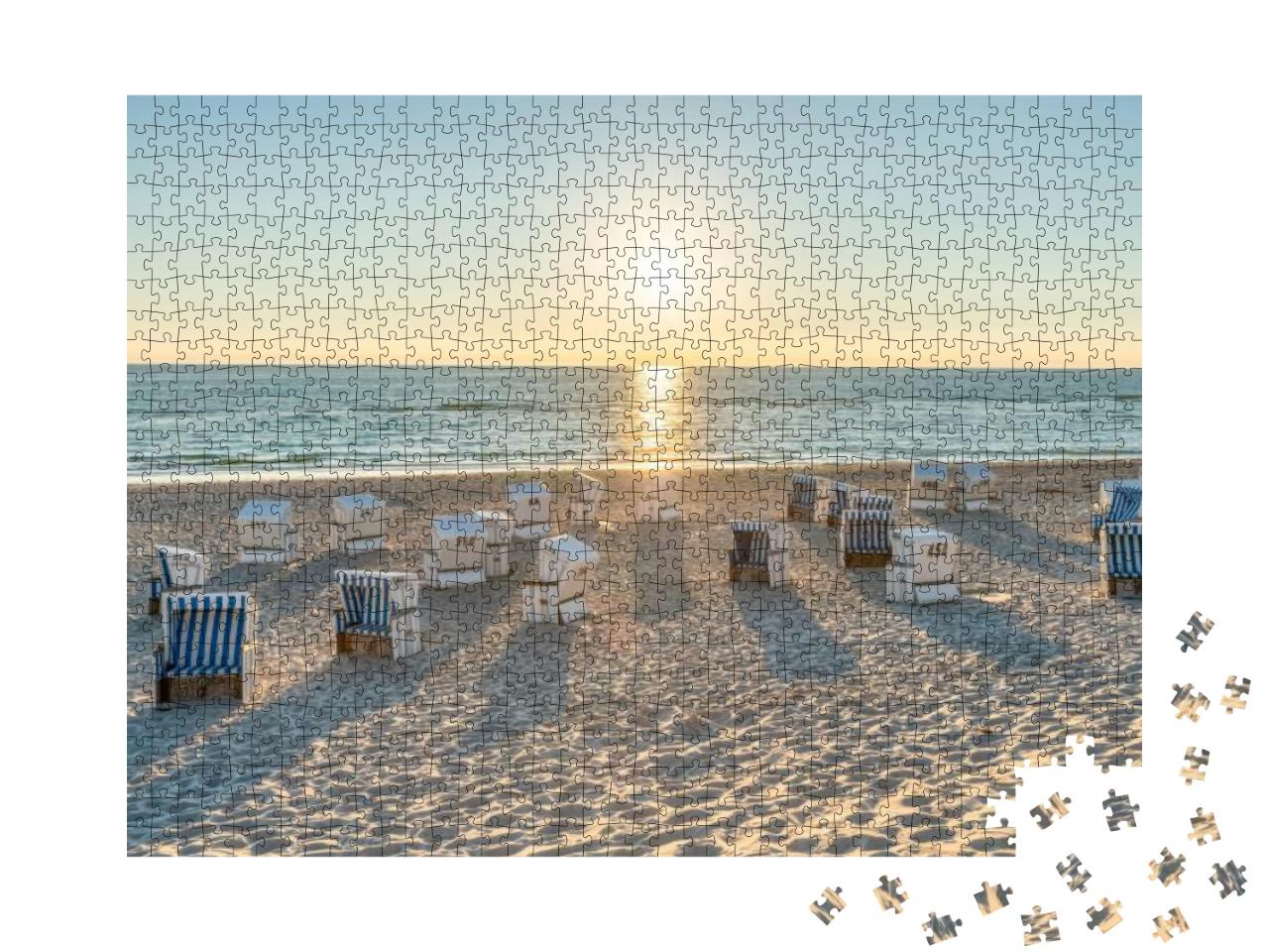 Roofed Wicker Beach Chairs At the North Sea Coast on Sylt... Jigsaw Puzzle with 1000 pieces